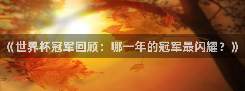 世界杯欧洲预选赛赛程：《世界杯冠军回顾：哪一年的冠军最闪耀？》